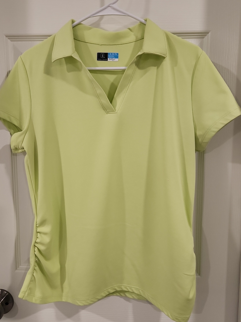 PGA Tour Polo Shirt Womens XL Yellow Short Sleeve Golf Airflux Outdoor Ruched